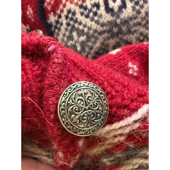 L.L. Bean Nordic Fair Isle Henley Button Sweater Women's Medium Wool Blend USA - Picture 9 of 9